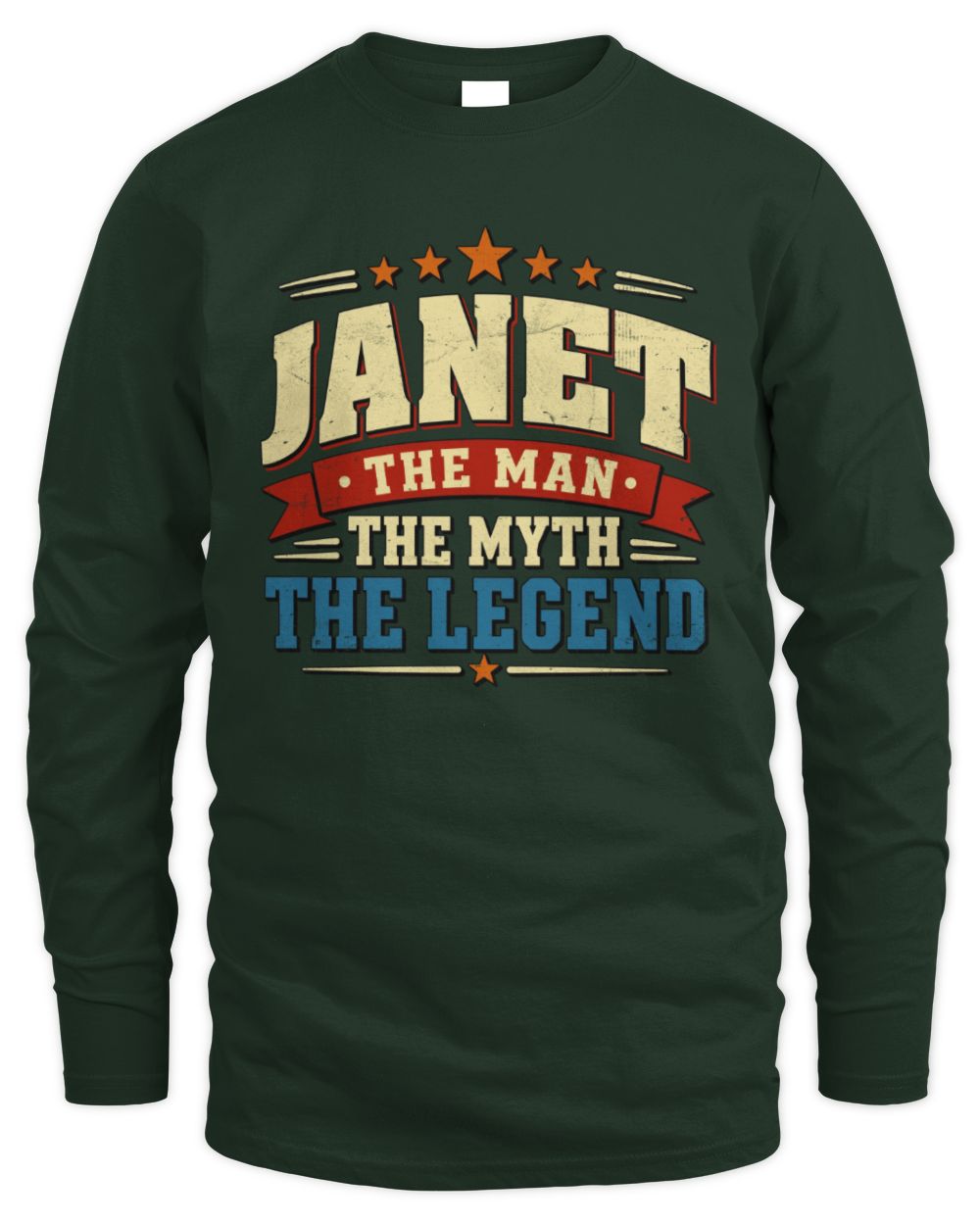 The Man The Myth The Legend Ribbon Vintage T-Shirt JANET M1-56 / Men's Long Sleeved T-Shirt / forest green