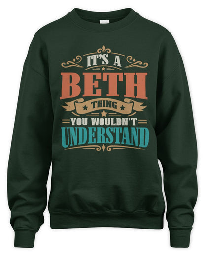 It’s a Name Thing Personalized Retro T-Shirt BETH M1-47 / Unisex Sweatshirt / forest green