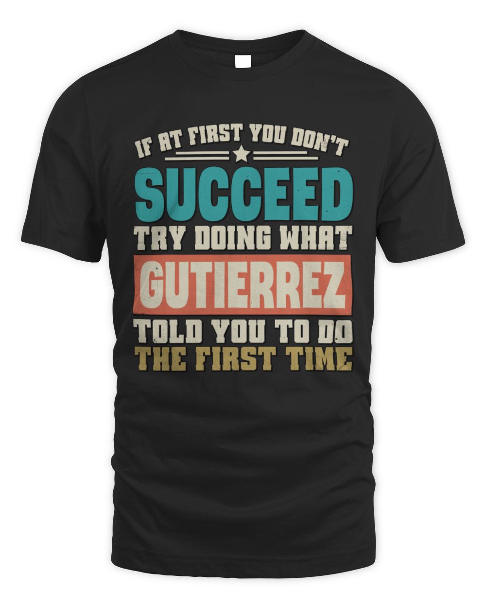 If at First You Don't Succeed Funny Vintage Shirt GUTIERREZ M1-53 / Unisex Standard T-Shirt / black