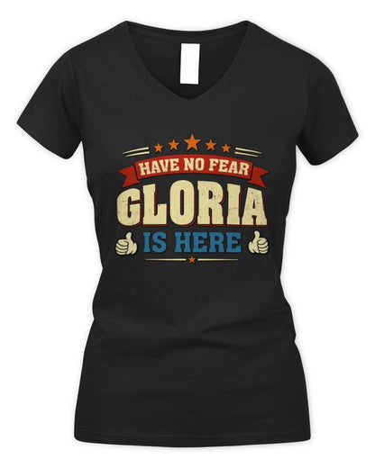 Have No Fear Your Name Is Here Cool Graphic T-Shirt GLORIA M1-71 / Women's V-Neck T-Shirt / black