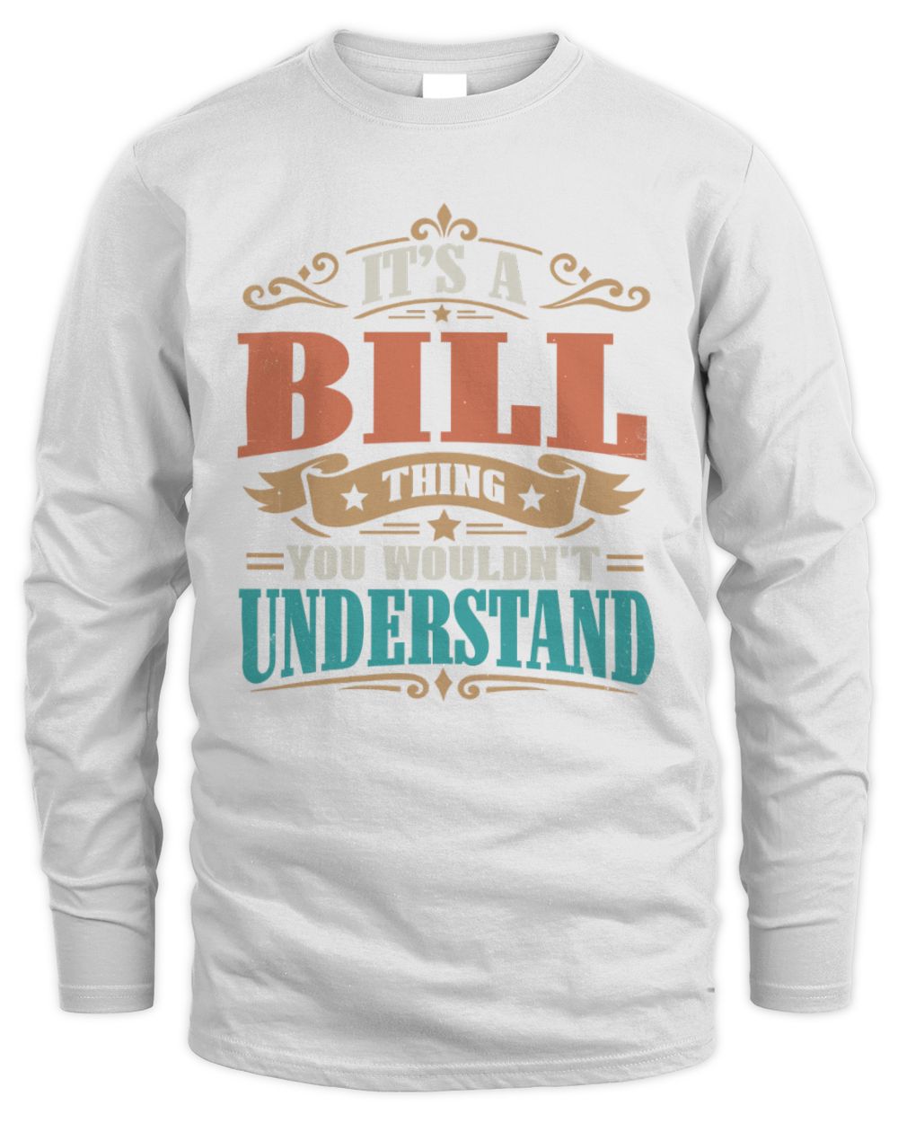It’s a Name Thing Personalized Retro T-Shirt BILL M1-47 / Men's Long Sleeved T-Shirt / white