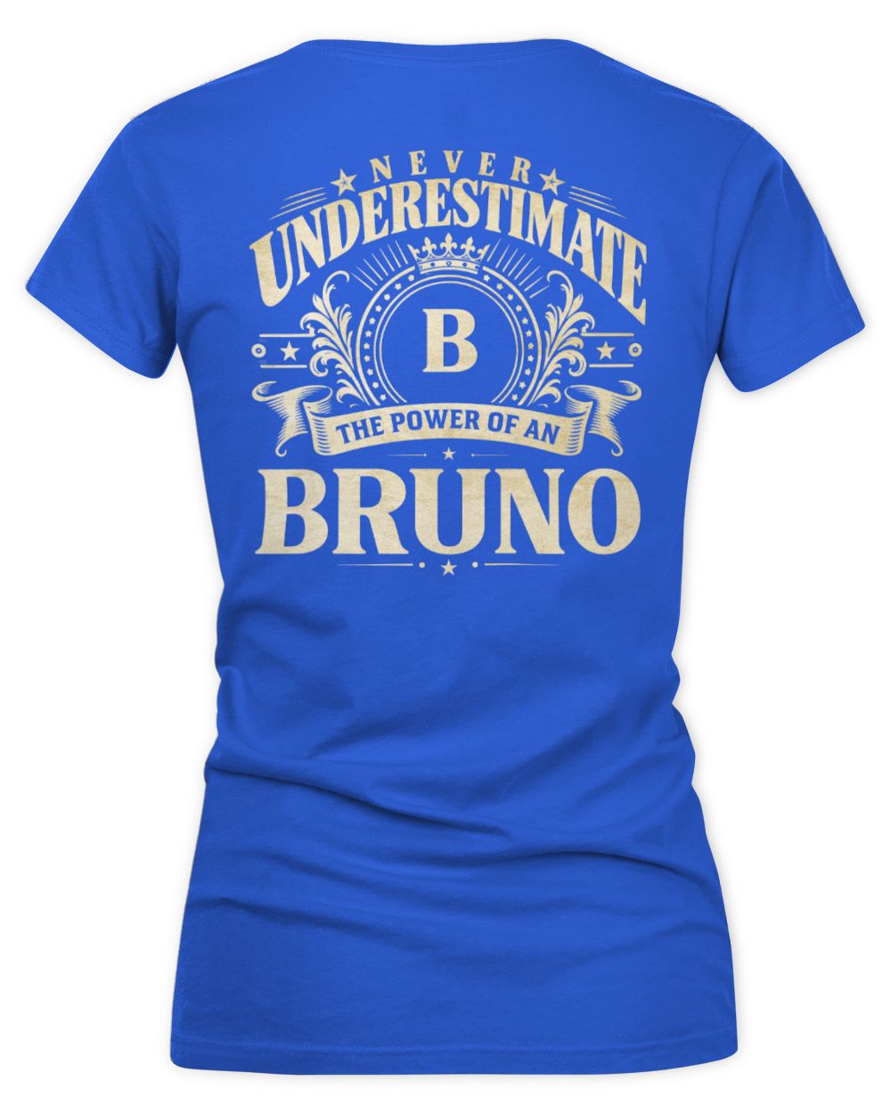 Never Underestimate Your Name Luxury Logo Shirt BRUNO M1-63 / Women's V-Neck T-Shirt / royal