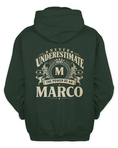 Never Underestimate Your Name Luxury Logo Shirt MARCO M1-63 / Unisex Hoodie / forest green