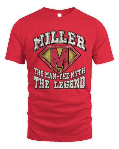The Man The Myth The Legend Superman Graphic T-Shirt MILLER M1-74 / Unisex Standard T-Shirt / red