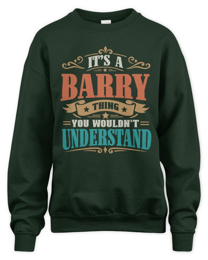 It’s a Name Thing Personalized Retro T-Shirt BARRY M1-47 / Unisex Sweatshirt / forest green