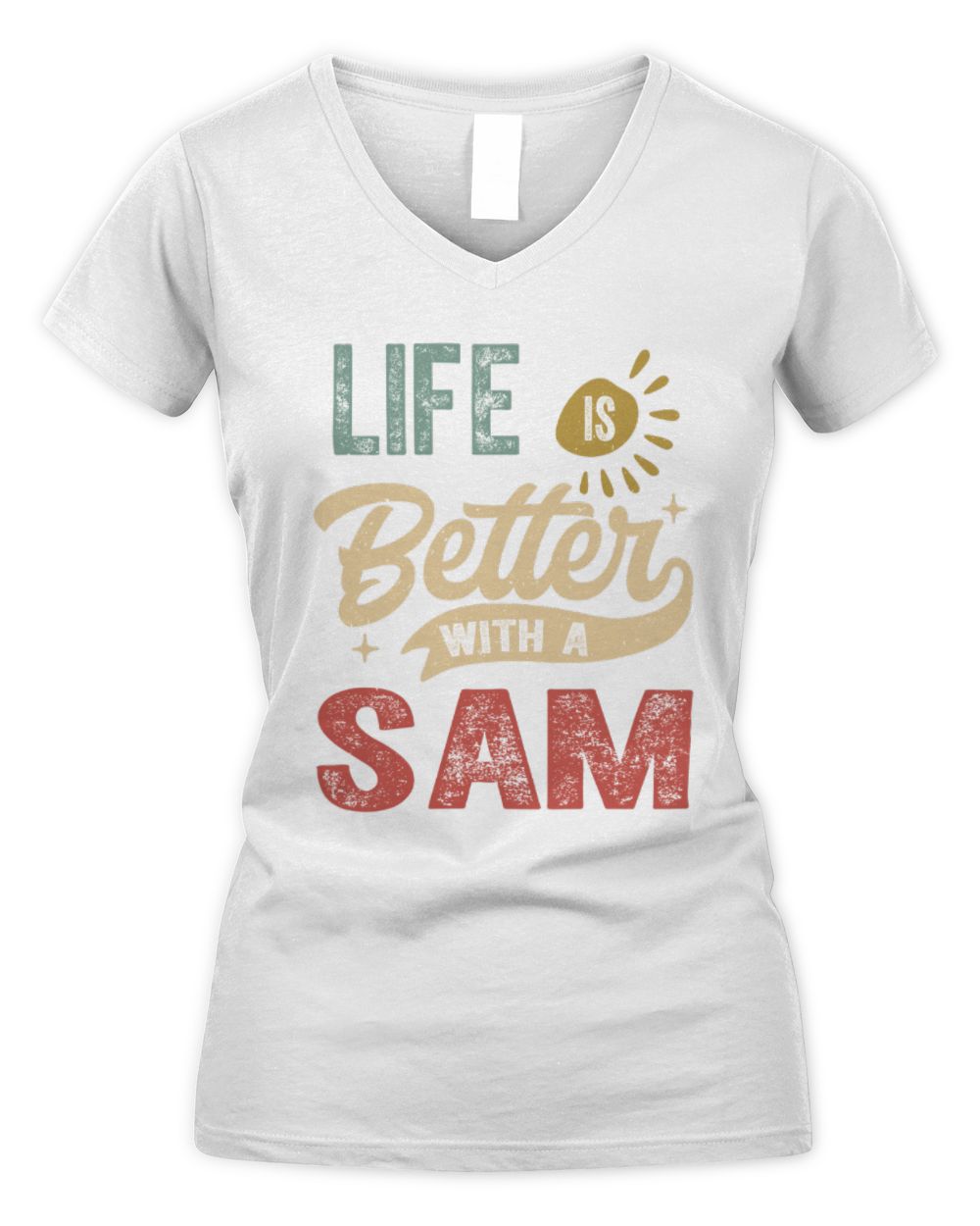 Life Is Better With a Name Personalized Retro T-Shirt SAM-48 / Women's V-Neck T-Shirt / white