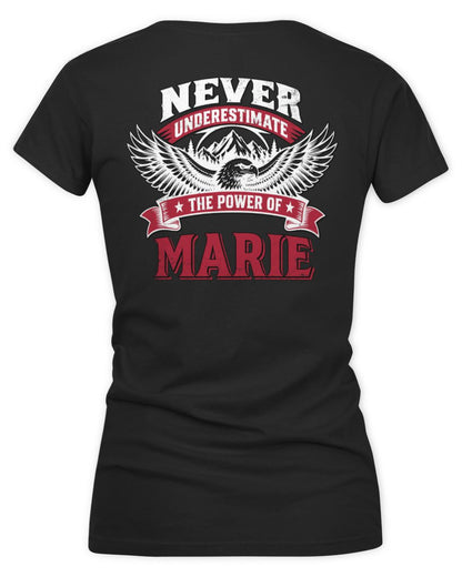 Never Underestimate Your Name Eagle Mountain Shirt MARIE M1-61 / Women's V-Neck T-Shirt / black