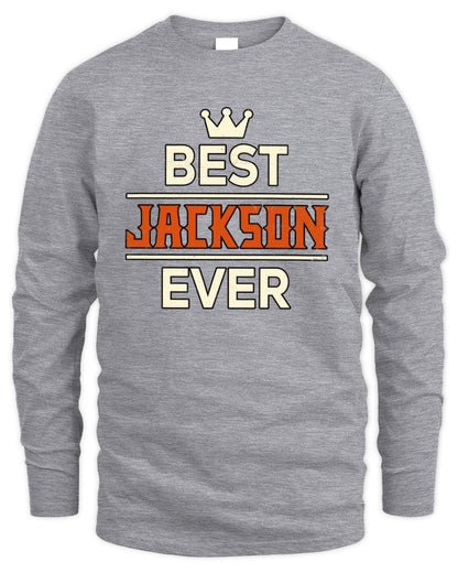 Best Your Name With Crown Shirt JACKSON M1-59 / Men's Long Sleeved T-Shirt / sport grey