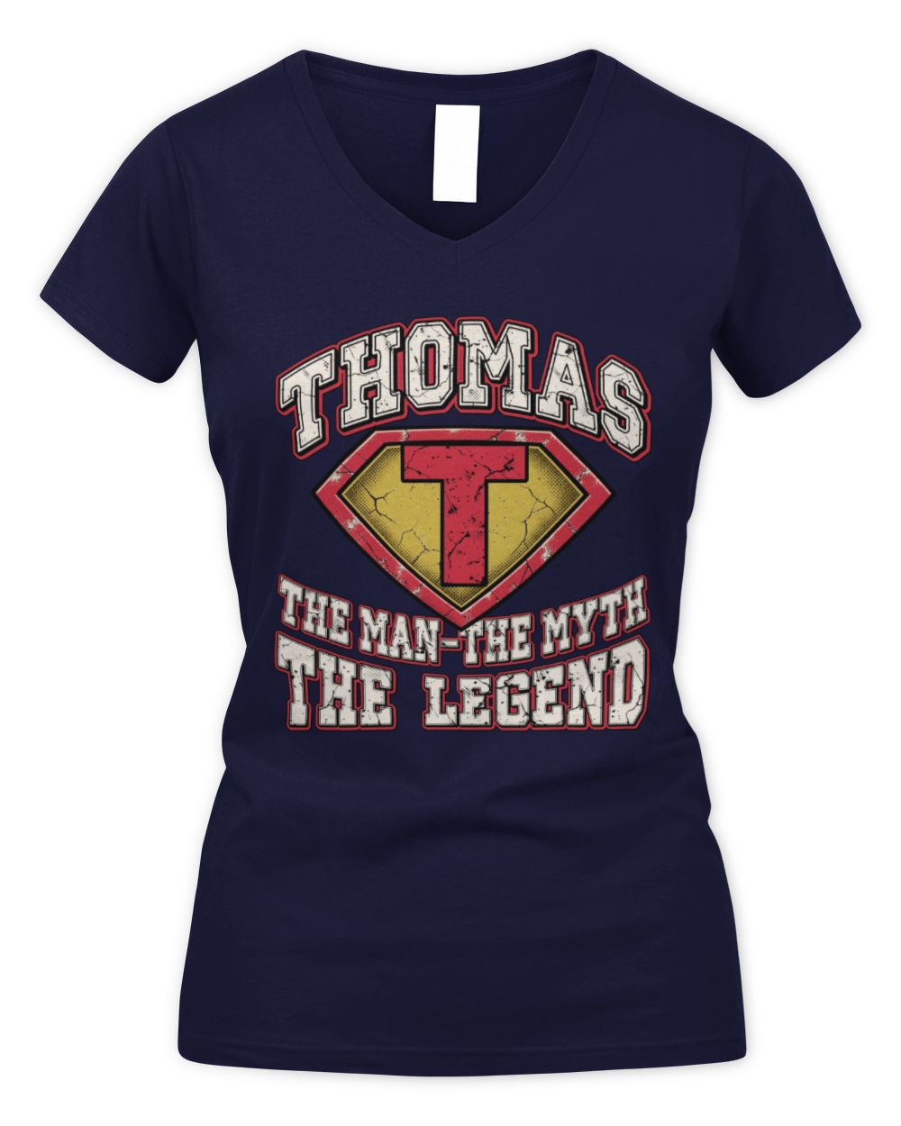 The Man The Myth The Legend Superman Graphic T-Shirt THOMAS M1-74 / Women's V-Neck T-Shirt / navy