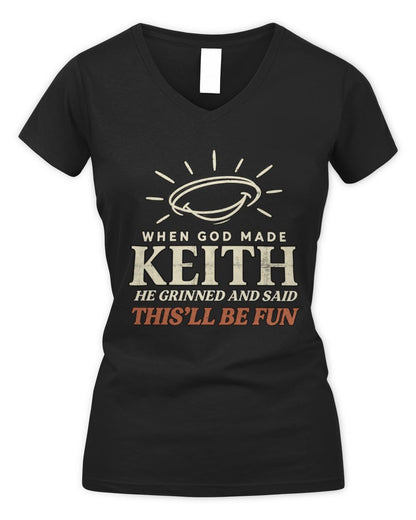 When God Made Your Name Funny Western T-Shirt T-Shirt KEITH M1-S82 / Women's V-Neck T-Shirt / black