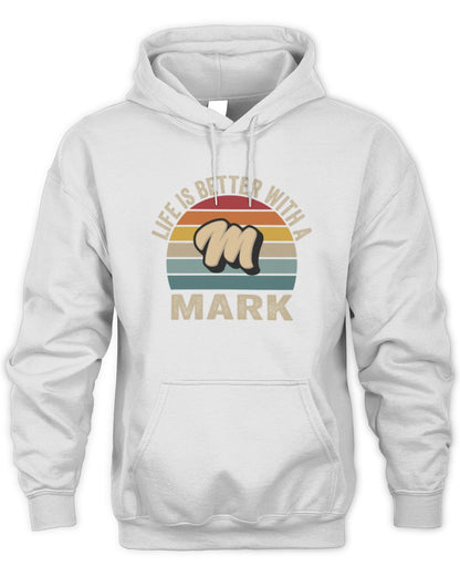 Life Is Better with Name Vintage Sun Shirt MARK M1-50 / Unisex Hoodie / white
