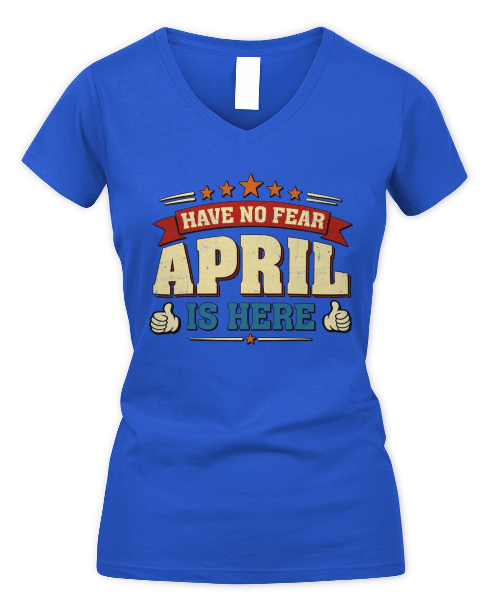 Have No Fear Your Name Is Here Cool Graphic T-Shirt APRIL M1-71 / Women's V-Neck T-Shirt / royal