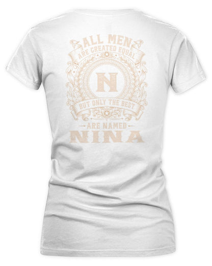 All Men Are Created Equal Cool Logo Shirt NINA M1-60 / Women's V-Neck T-Shirt / white