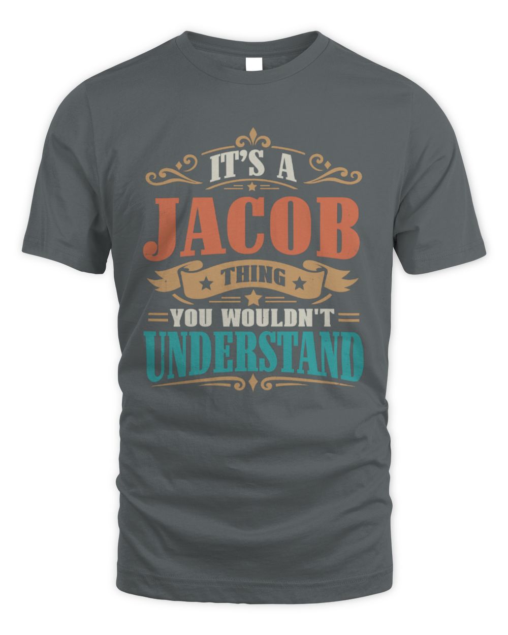It’s a Name Thing Personalized Retro T-Shirt JACOB M1-47 / Unisex Standard T-Shirt / charcoal