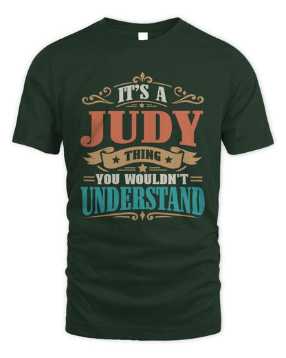 It’s a Name Thing Personalized Retro T-Shirt JUDY M1-47 / Unisex Standard T-Shirt / forest green