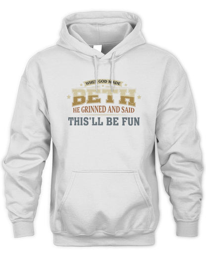When God Made Your Name Funny Heritage T-Shirt BETH M1-80 / Unisex Hoodie / white