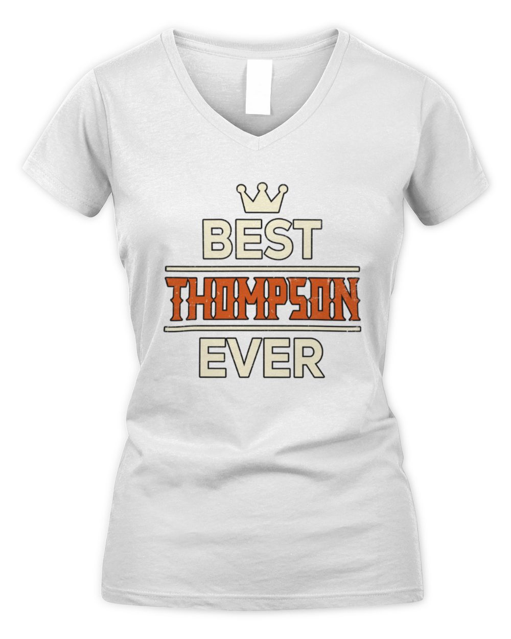 Best Your Name With Crown Shirt THOMPSON M1-59 / Women's V-Neck T-Shirt / white