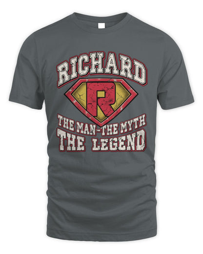 The Man The Myth The Legend Superman Graphic T-Shirt RICHARD M1-74 / Unisex Standard T-Shirt / charcoal