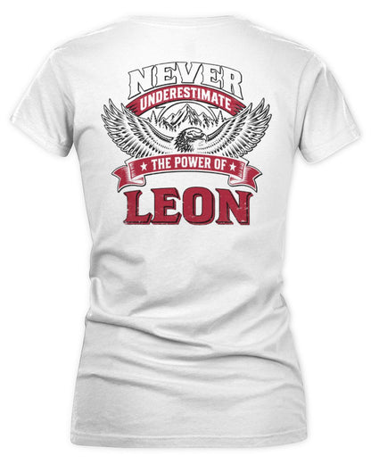 Never Underestimate Your Name Eagle Mountain Shirt LEON M1-61 / Women's V-Neck T-Shirt / white