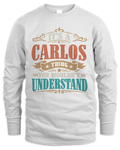 It’s a Name Thing Personalized Retro T-Shirt CARLOS M1-47 / Men's Long Sleeved T-Shirt / white