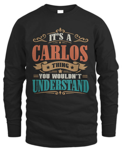 It’s a Name Thing Personalized Retro T-Shirt CARLOS M1-47 / Men's Long Sleeved T-Shirt / black