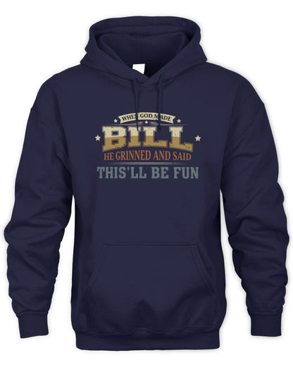 When God Made Your Name Funny Heritage T-Shirt BILL M1-80 / Unisex Hoodie / navy