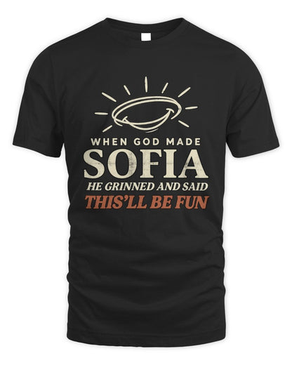 When God Made Your Name Funny Western T-Shirt T-Shirt SOFIA M1-S82 / Unisex Standard T-Shirt / black