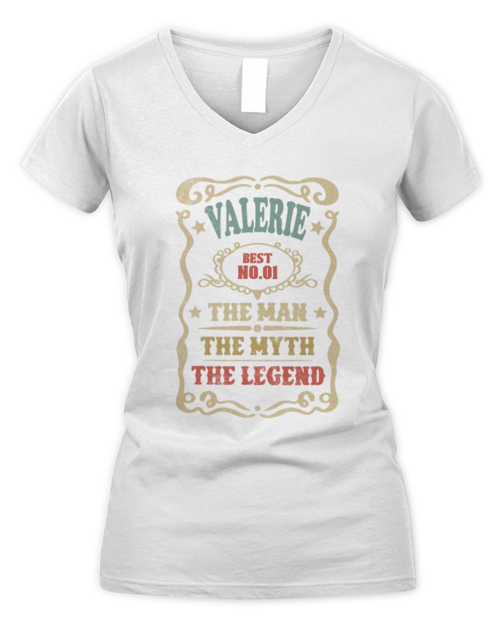 The Man The Myth The Legend Vintage Gold Wine Shirt VALERIE M1-52 / Women's V-Neck T-Shirt / white