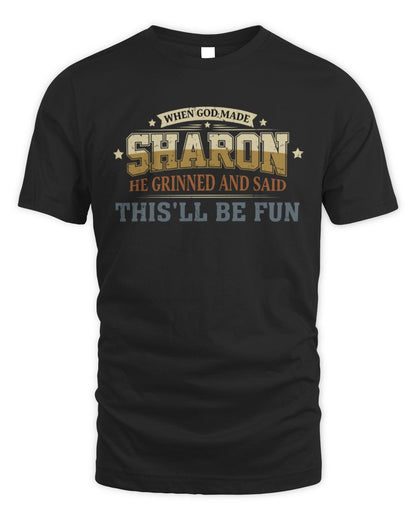 When God Made Your Name Funny Heritage T-Shirt SHARON M1-80 / Unisex Standard T-Shirt / black