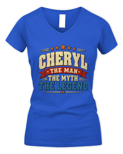 The Man The Myth The Legend Ribbon Vintage T-Shirt CHERYL M1-56 / Women's V-Neck T-Shirt / royal