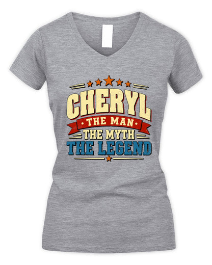 The Man The Myth The Legend Ribbon Vintage T-Shirt CHERYL M1-56 / Women's V-Neck T-Shirt / sport grey