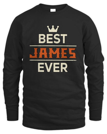 Best Your Name With Crown Shirt JAMES M1-59 / Men's Long Sleeved T-Shirt / black