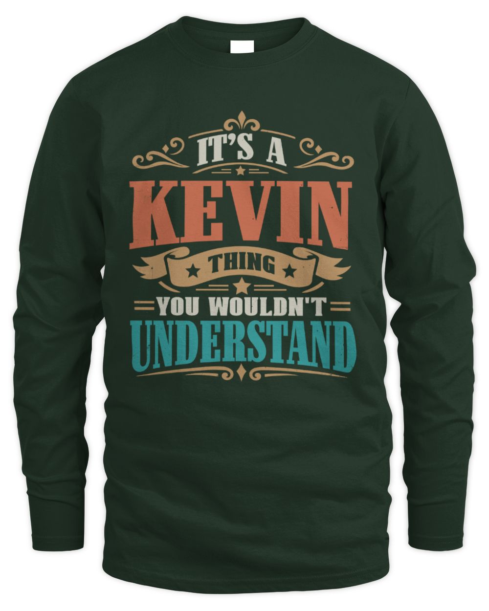 It’s a Name Thing Personalized Retro T-Shirt KEVIN M1-47 / Men's Long Sleeved T-Shirt / forest green