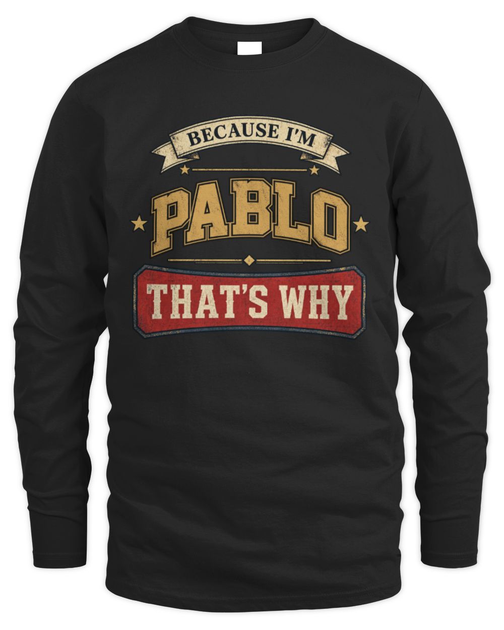 Because I'm Name That's Why Americana T-Shirt PABLO M1-S88 / Men's Long Sleeved T-Shirt / black
