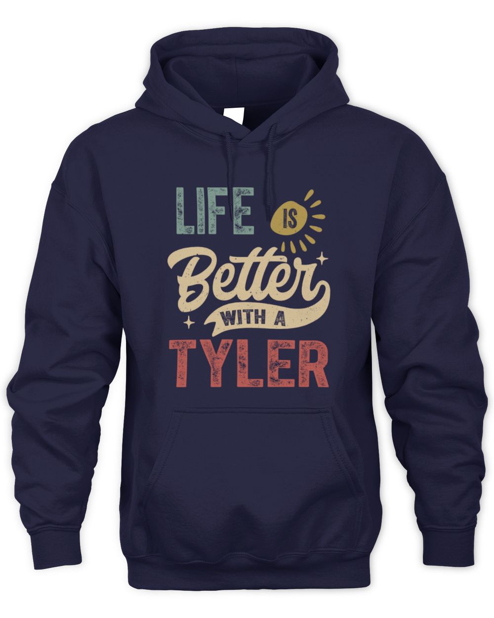 Life Is Better With a Name Personalized Retro T-Shirt TYLER-48 / Unisex Hoodie / navy