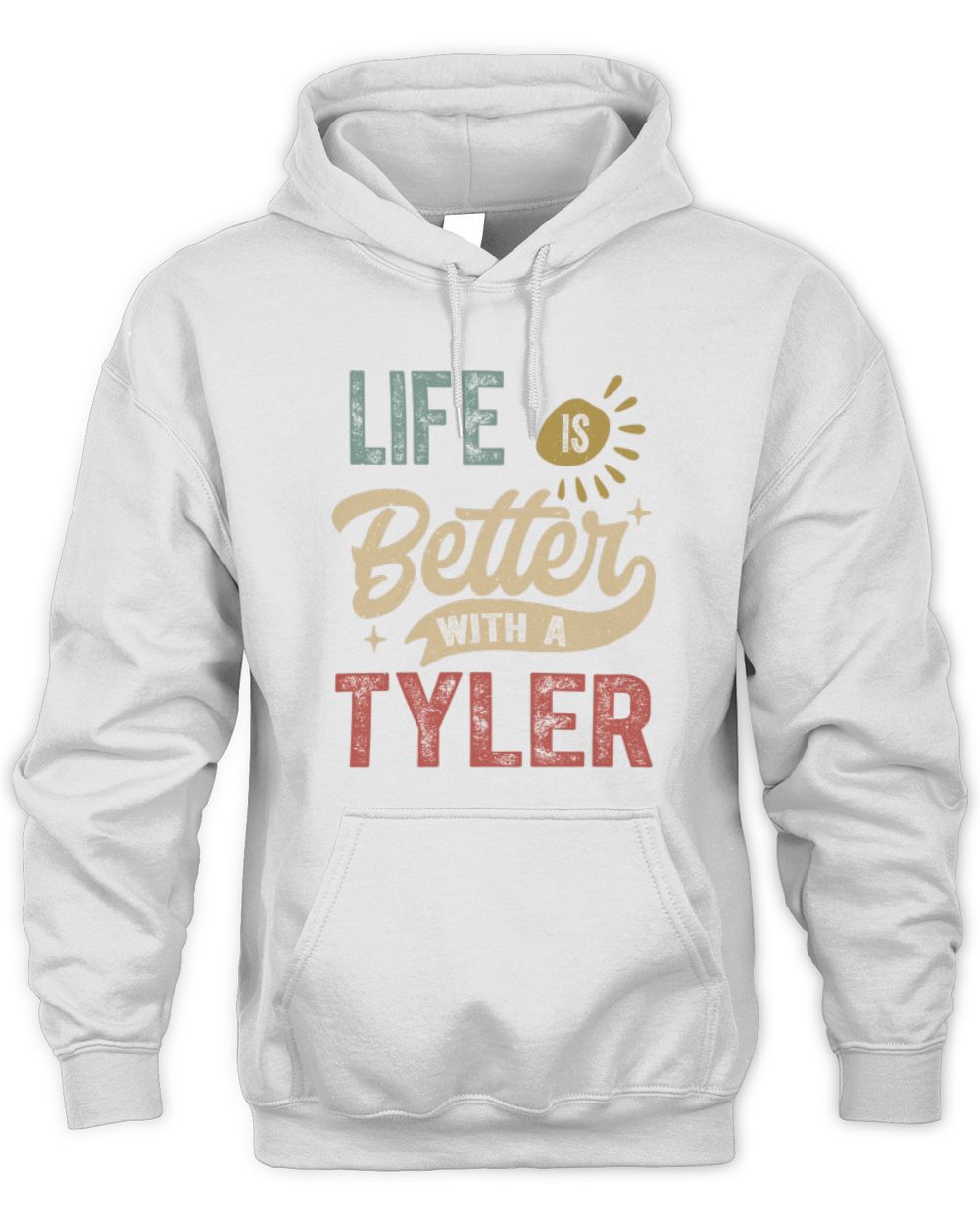Life Is Better With a Name Personalized Retro T-Shirt TYLER-48 / Unisex Hoodie / white