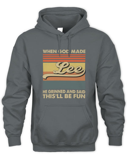 When God Made Your Name He Grinned Vintage T-Shirt LEE M1-55 / Unisex Hoodie / charcoal