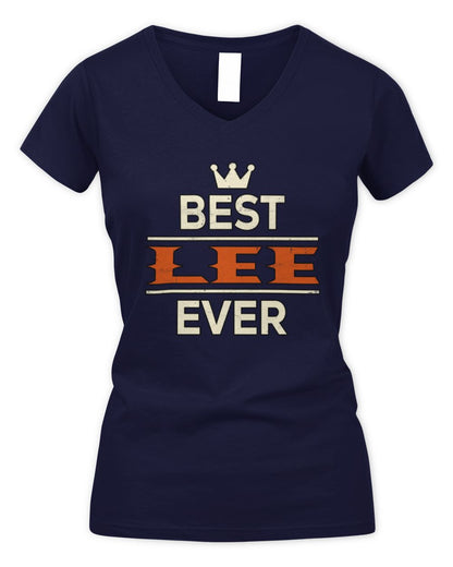 Best Your Name With Crown Shirt LEE M1-59 / Women's V-Neck T-Shirt / navy