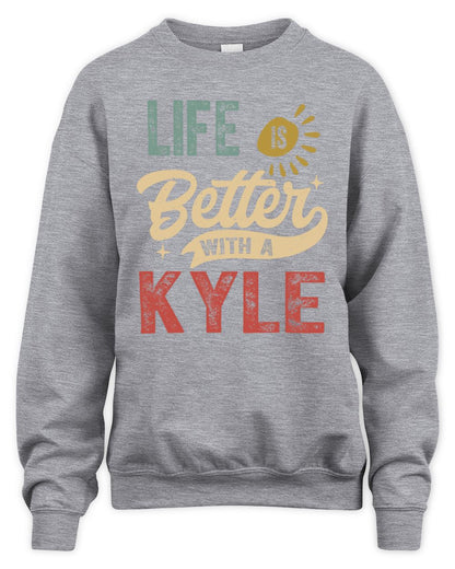Life Is Better With a Name Personalized Retro T-Shirt KYLE-48 / Unisex Sweatshirt / sport grey