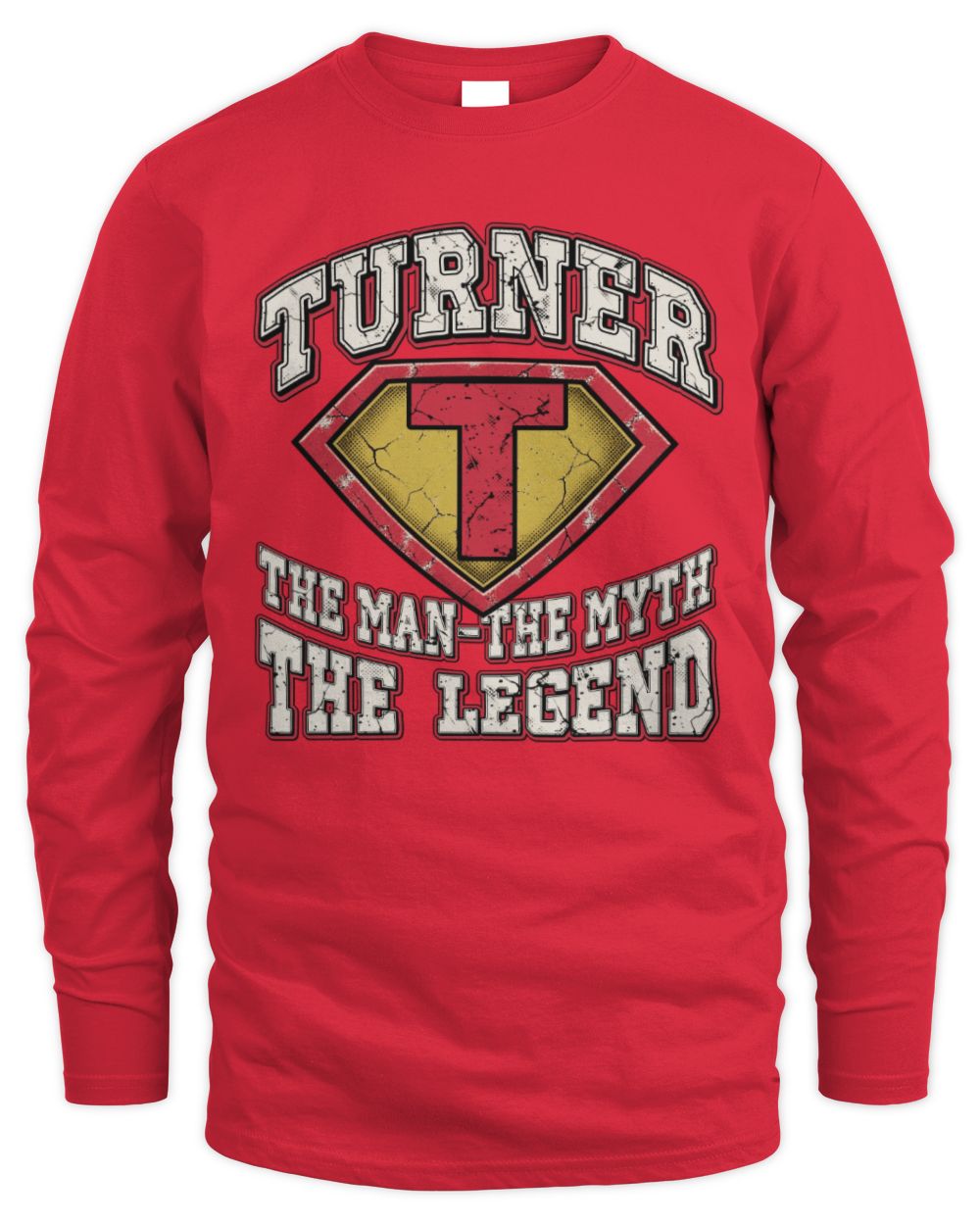 The Man The Myth The Legend Superman Graphic T-Shirt TURNER M1-74 / Men's Long Sleeved T-Shirt / red