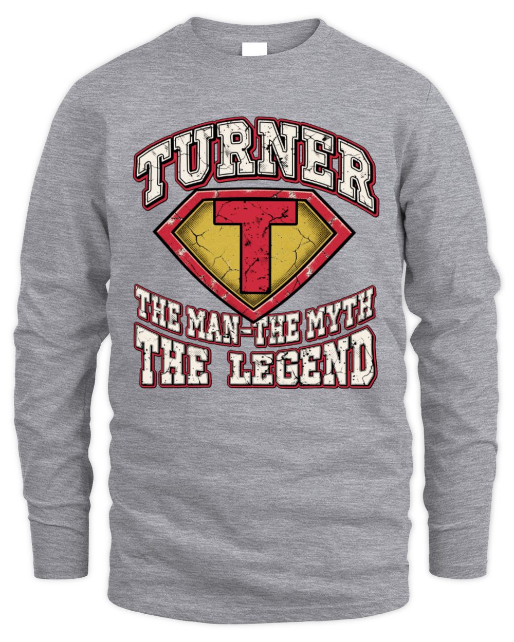 The Man The Myth The Legend Superman Graphic T-Shirt TURNER M1-74 / Men's Long Sleeved T-Shirt / sport grey