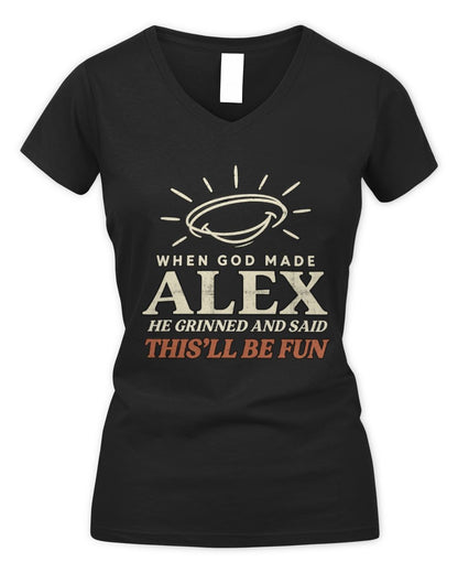 When God Made Your Name Funny Western T-Shirt T-Shirt ALEX M1-S82 / Women's V-Neck T-Shirt / black