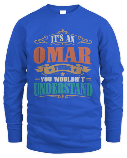 It’s a Name Thing Personalized Retro T-Shirt OMAR M1-47 / Men's Long Sleeved T-Shirt / royal