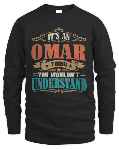 It’s a Name Thing Personalized Retro T-Shirt OMAR M1-47 / Men's Long Sleeved T-Shirt / black