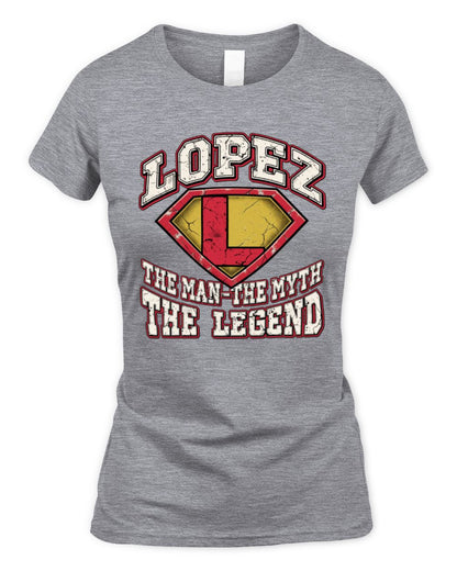 The Man The Myth The Legend Superman Graphic T-Shirt LOPEZ M1-74 / Women's Standard T-Shirt / sport grey