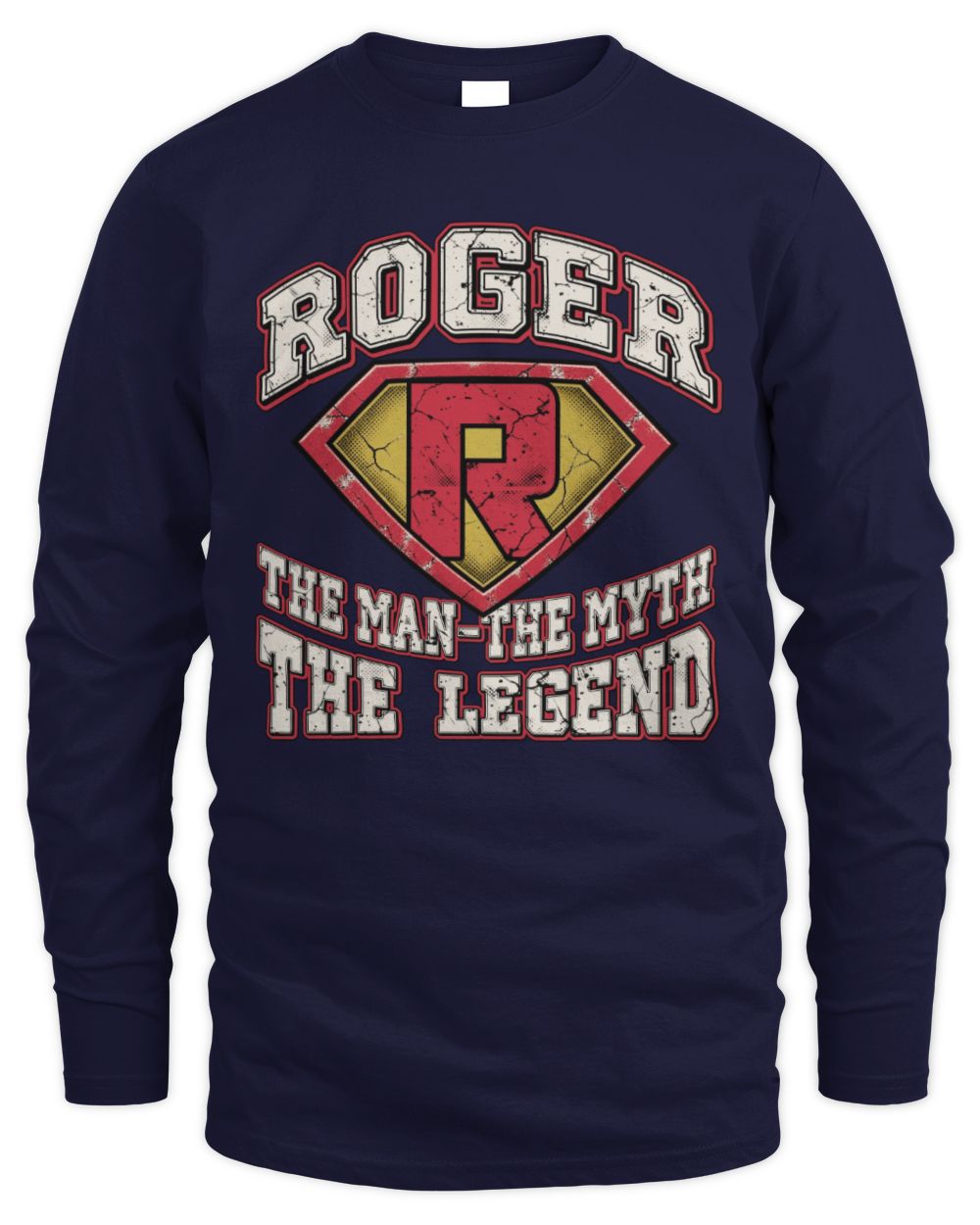 The Man The Myth The Legend Superman Graphic T-Shirt ROGER M1-74 / Men's Long Sleeved T-Shirt / navy