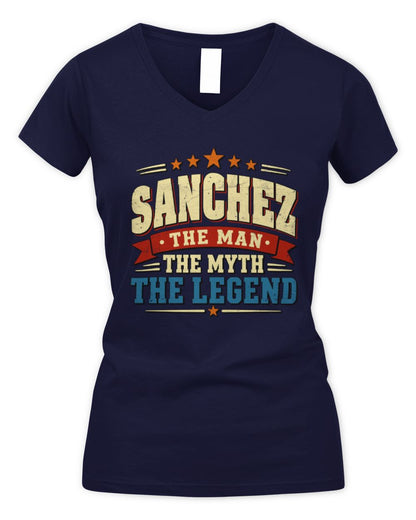 The Man The Myth The Legend Ribbon Vintage T-Shirt SANCHEZ M1-56 / Women's V-Neck T-Shirt / navy