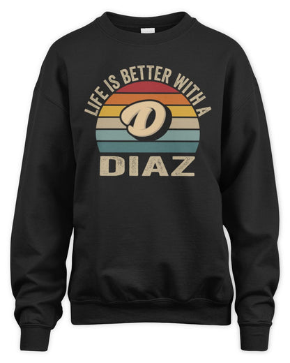 Life Is Better with Name Vintage Sun Shirt DIAZ M1-50 / Unisex Sweatshirt / black