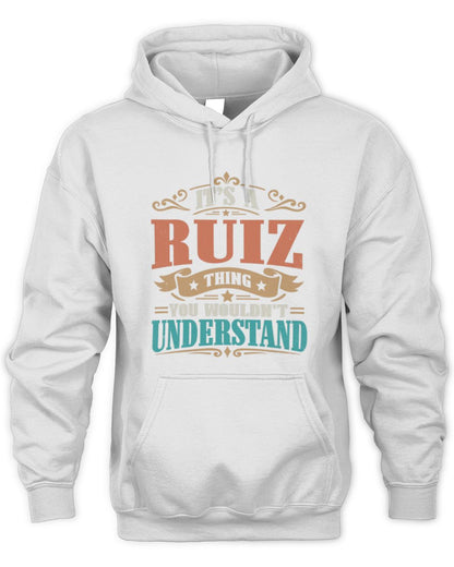 It’s a Name Thing Personalized Retro T-Shirt RUIZ M1-47 / Unisex Hoodie / white