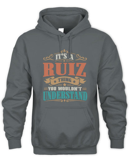 It’s a Name Thing Personalized Retro T-Shirt RUIZ M1-47 / Unisex Hoodie / charcoal
